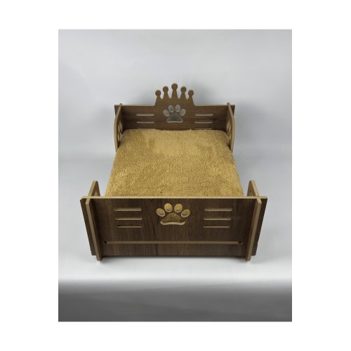 Petybed Ahşap Dekoratif Ve Demonte Süngerli Welsoft Kedi Köpek Yatağı 50x40 Cm - Kahverengi
