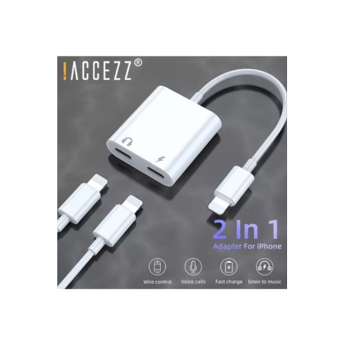 İphone Lightning Uyumlu Kulaklık Ve Şarj Çoğaltıcı Kablo - Beyaz