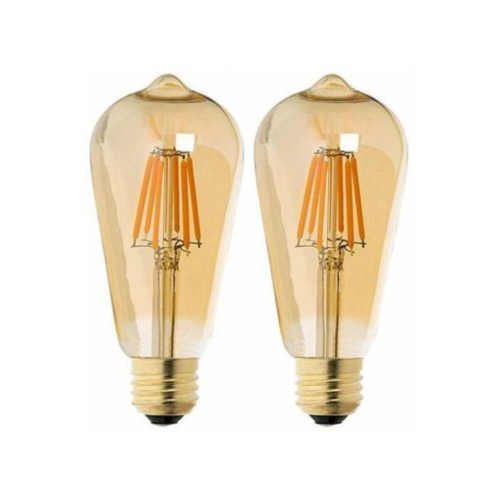 Rustik Led Ampul 2 Li Eko Paket. Amber E27 Duy Armut Tipi St64 Dekoratif