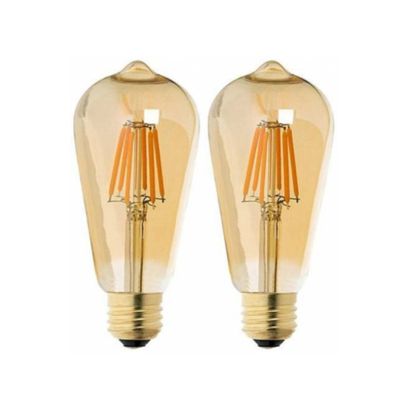 Rustik Led Ampul 2 Li Eko Paket. Amber E27 Duy Armut Tipi St64 Dekoratif