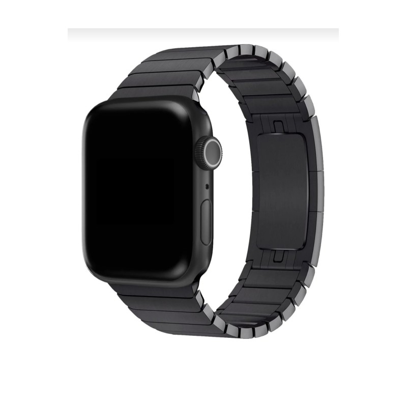 Apple Watch Uyumlu Paslanmaz Çelik Baklalı Kordon - Siyah