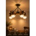 Rustik Ahşap Kirişli 4 Lü Led Avize Gold Küre Tasarım 3 Renk Işık Modern Sarkıt Aydınlatma - Altın