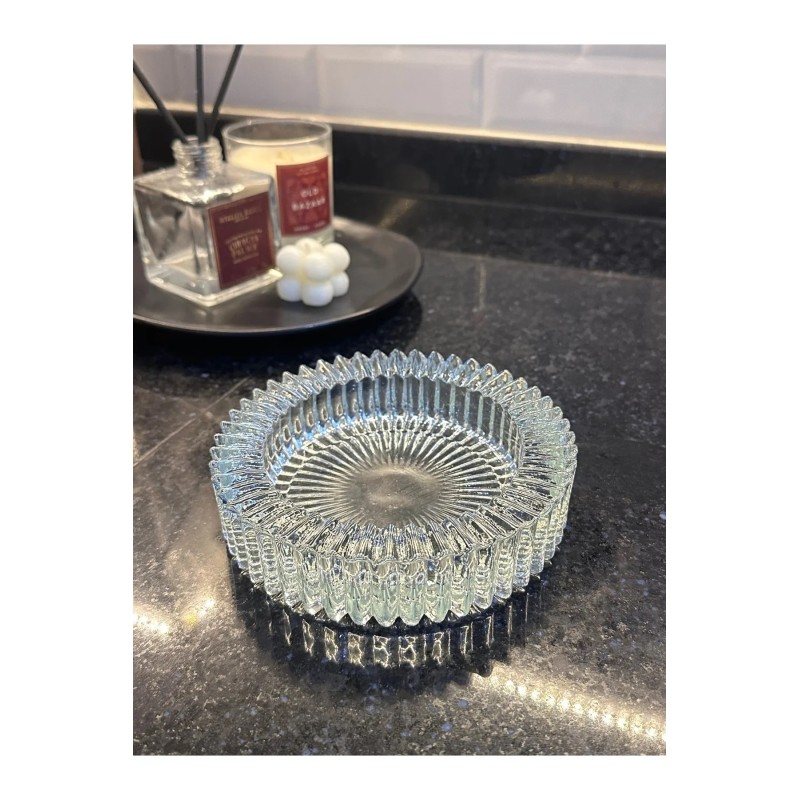 Kristal Lüks Cam Küllük 14cm - Beyaz
