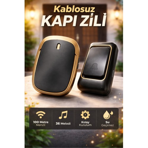 Kablosuz Kapı Zili Engelsiz 100 Metreye Kadar Menzil 36 Melodi Su Geçirmez Kolay Kurulum Zil Seti