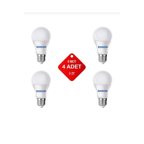 Led Ampul Beyaz Renk 9 Watt Tasarruflu 4lü Paket