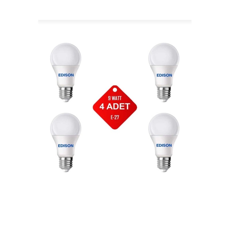 Led Ampul Beyaz Renk 9 Watt Tasarruflu 4lü Paket