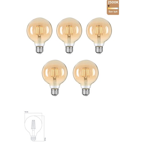Rustik Led Ampul E27 G95 8w 2500k Gün Işığı Erd-86