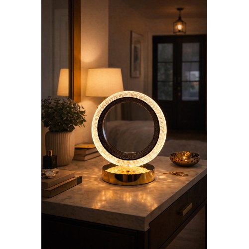 Dokunmatik Kristal Led Masa Lambası 3 Kademe Işıklı Şarjlı Dekoratif Gece Lambası Modern Tasarım - Altın