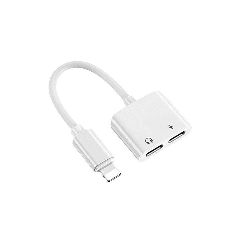 İphone Ve İpad Lightning Uyumlu Kulaklık Şarj Çoğaltıcı Kablo Çiftli Lightning Kablo Tüm İphone - Beyaz