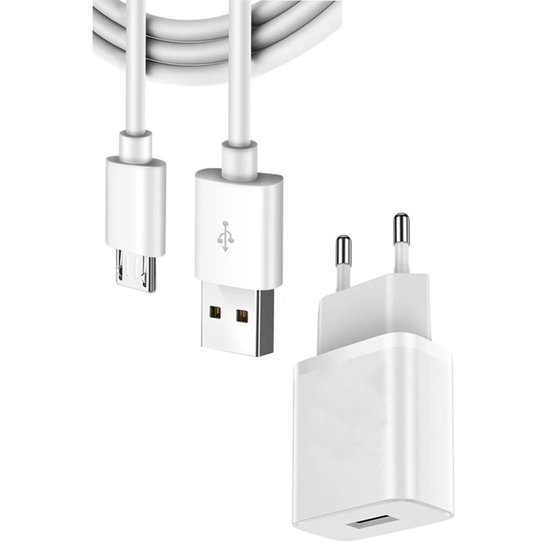 Android 12 Watt Micro Şarj Aleti Cihazı Lisanslı Data Veri Aktarım Hızlı Şarz Aleti Kablo Ve Adaptör - Beyaz
