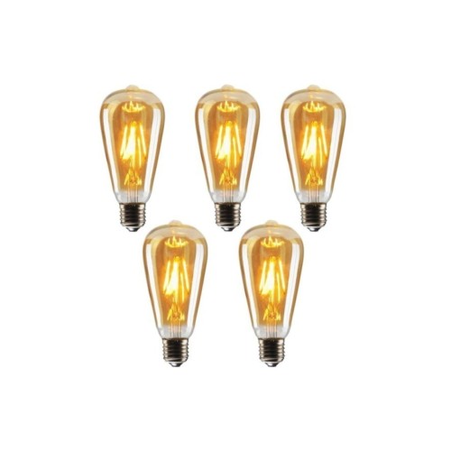 Rustik Led Ampul 5 Li Eko Paket Amber E27 Duy Armut Tipi St64 Dekoratif Aydınlatma Ampül