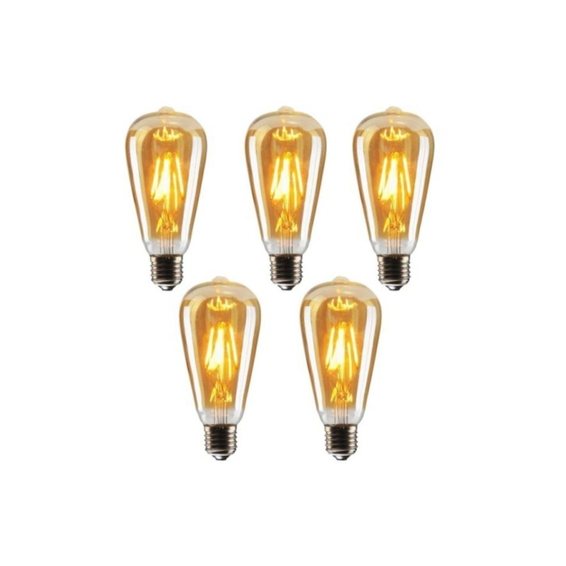 Rustik Led Ampul 5 Li Eko Paket Amber E27 Duy Armut Tipi St64 Dekoratif Aydınlatma Ampül