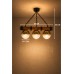 Rustik Ahşap Kirişli 3'lü Led Avize Gold Küre Tasarım 3 Renk Işık Modern Sarkıt Aydınlatma - Altın