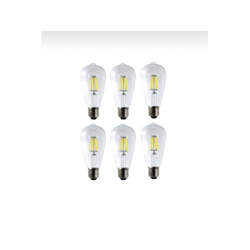 St64 4w 6500k Beyaz Led Rustik 6'lı Paket Dekoratif Ampul Vintage Aydınatma St64 Beyaz