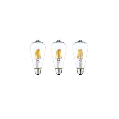 St64 6500k Beyaz Led Rustik 3'lü Paket Dekoratif Ampul Vintage Aydınlatma