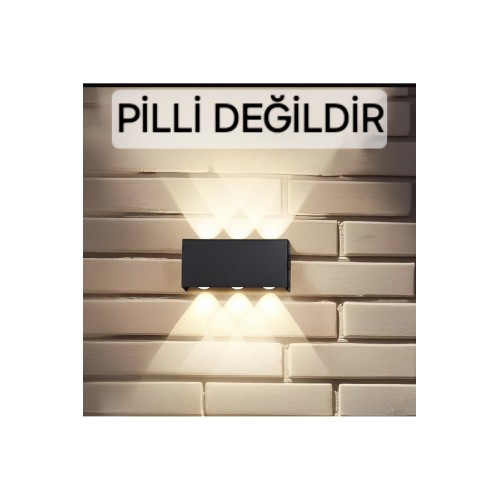 Dekoratif Modern Aplik Çift Yönlü Düz Kasa Şık Yeni Nesil Aplik - Siyah