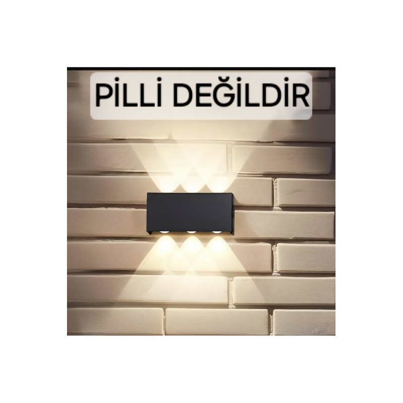 Dekoratif Modern Aplik Çift Yönlü Düz Kasa Şık Yeni Nesil Aplik - Siyah