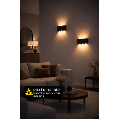 Edison Dekoratif Modern LED Aplik – Çift Yönlü Düz Kasa Duvar Apliği