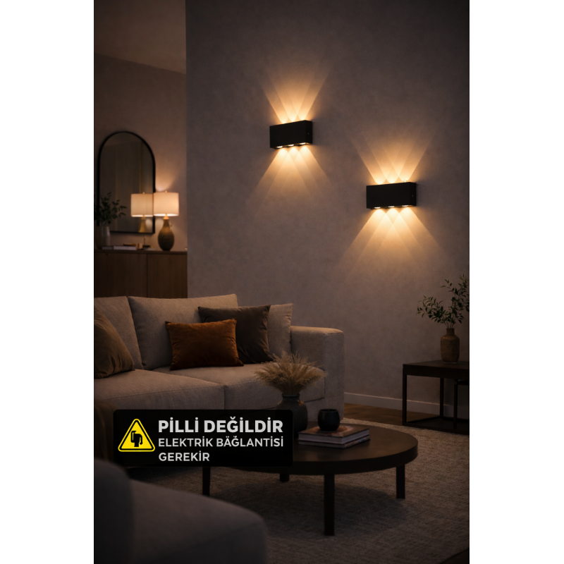 Edison Dekoratif Modern LED Aplik – Çift Yönlü Düz Kasa Duvar Apliği
