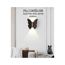 Edison Modern Kelebek LED Aplik – İç ve Dış Mekân, 6W Gün Işığı, Siyah Gövde