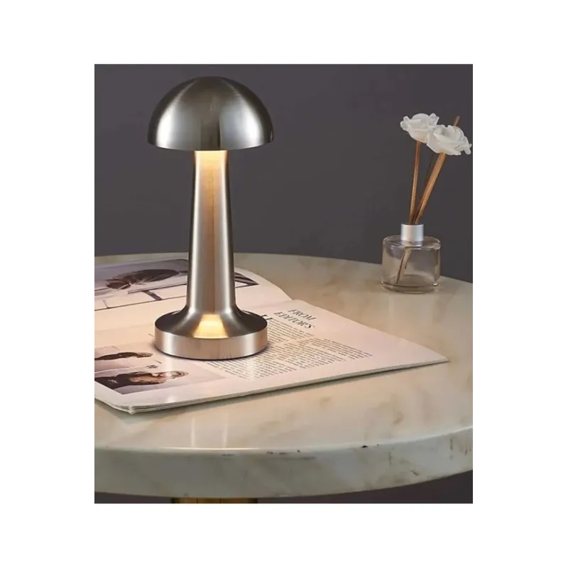 Edison Gümüş Mantar Dokunmatik Şarjlı Masa Lambası – 3 Renkli Dekoratif LED Lamba