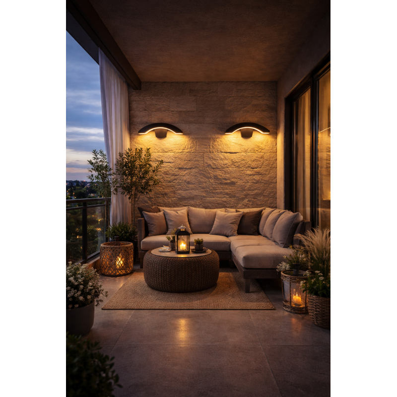 Edison Yarımay LED Duvar Apliği 24W 1800 Lümen IP44 İç & Dış Mekan