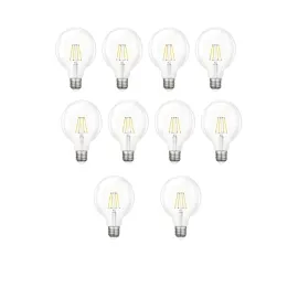 Edison Rustik LED Ampul G95 Globe – 10’lu Paket, E27 Duy, 6W 6500K Beyaz Işık