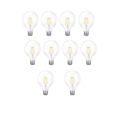 Edison Rustik LED Ampul G95 Globe – 10’lu Paket, E27 Duy, 6W 6500K Beyaz Işık