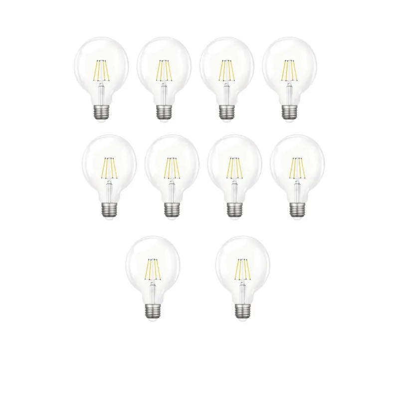 Edison Rustik LED Ampul G95 Globe – 10’lu Paket, E27 Duy, 6W 6500K Beyaz Işık
