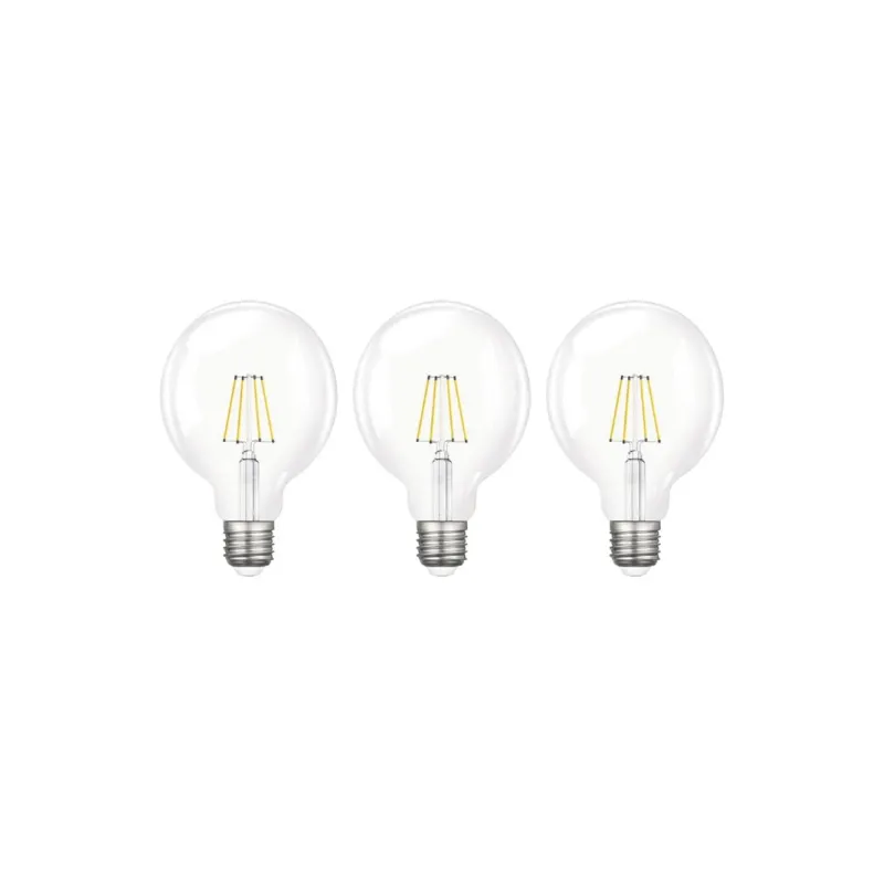 Edison Rustik LED Ampul G95 Globe – 3’lü Paket, E27 Duy, 6W 6500K Beyaz Işık