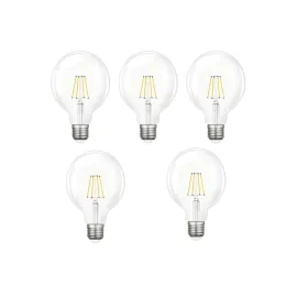 Edison Rustik LED Ampul G95 Globe – 5’li Paket, E27 Duy, 6W 6500K Beyaz Işık