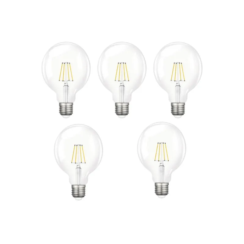 Edison Rustik LED Ampul G95 Globe – 5’li Paket, E27 Duy, 6W 6500K Beyaz Işık