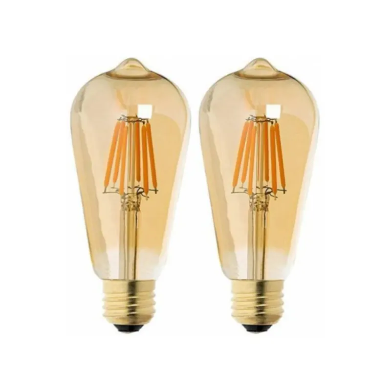 Edison Rustik LED Ampul ST64 – 2’li Paket, E27 Duy, Armut Tipi, 4W Amber (Dekoratif Vintage)