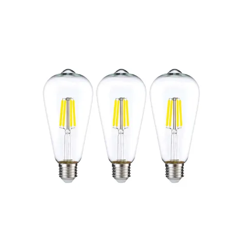 Edison Rustik LED Armut Ampul ST64 – 3’lü Paket, E27 Duy, 6W 6500K Beyaz Işık