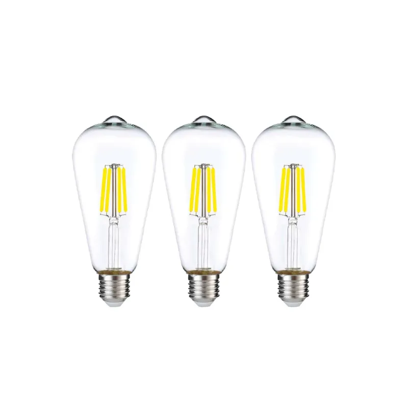 Edison Rustik LED Armut Ampul ST64 – 3’lü Paket, E27 Duy, 6W 6500K Beyaz Işık