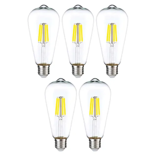Edison Rustik LED Armut Ampul ST64 – 5’li Paket, E27 Duy, 6W 6500K Beyaz Işık