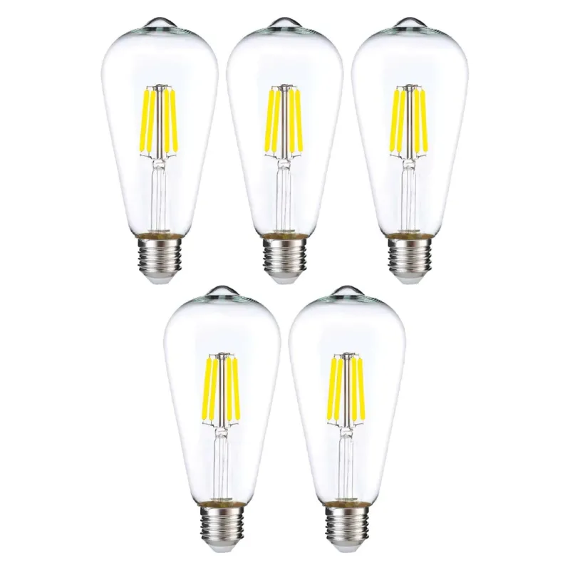 Edison Rustik LED Armut Ampul ST64 – 5’li Paket, E27 Duy, 6W 6500K Beyaz Işık